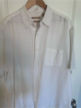 Classic Men's White Short-Sleeve linen Button-Down Shirt by Havanera Co.